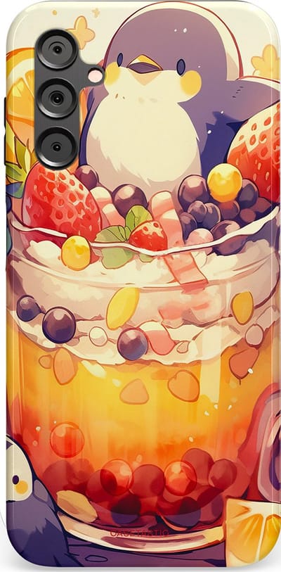 Casetastic Hoesje Geschikt voor Samsung A14 (5G/4G) - Stijlvolle Beschermende Duo-layer Case - pinguïn Cocktail