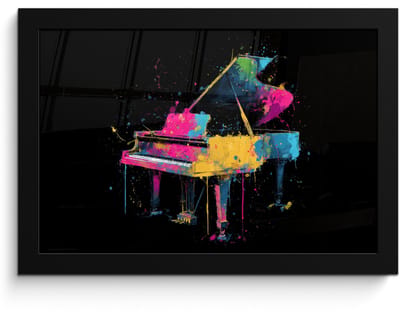 Poster in lijst - Fotolijst 30x20 cm - Posters - Piano - Kleurrijk - Verf - Modern - Posterlijst zwart - Decoratie - Wanddecoratie woonkamer - Muurdecoratie slaapkamer