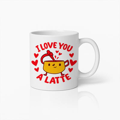 I Love You a Latte Mok – 330ml Schattige Koffiemok met Hartjes – Romantisch Cadeau voor Stelletjes, Valentijnsdag & Koffieliefhebbers