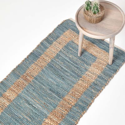 Homescapes Chindi verandakleed van hennep en katoen, grijs en beige, 66 x 200 cm