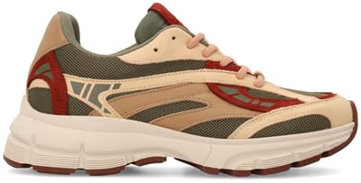 Sacha - Dames - Groene leren sneakers met rode details - Maat 36