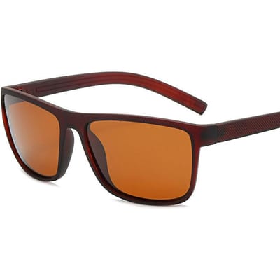 Klassieke Mode Gepolariseerde Zonnebril Mannen Vrouwen Vierkant Montuur Zonnebril Mannen Sport Bril UV400 Gafas De Sol Tea black