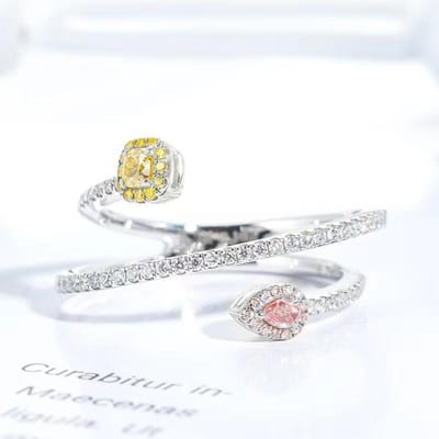 Roze Diamant Slangvormige Kronkelende Hoog-koolstof Diamanten Ring Modieuze Eenvoudige Ring Ring No. 10