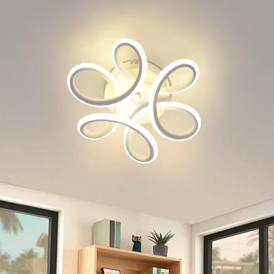 NETTLIFE Plafondlamp LED - wit - 3000K Warm wit Licht - Geometrisch ontwerp - Metaal - 17W - Moderne Plafondverlichting - voor Woonkamer | Slaapkamer | Studeerkamer - 27cm