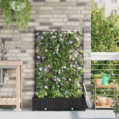 vidaXL - Plantenbak - 2 - st - Zwart - 80 - x - 40 - x - 125,5 - cm - PP