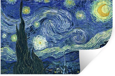 Muurstickers - Sticker Folie - Sterrennacht - Schilderij - Oude meesters - Vincent van Gogh - 30x20 cm - Plakfolie - Muurstickers Kinderkamer - Zelfklevend Behang - Zelfklevend behangpapier - Stickerfolie