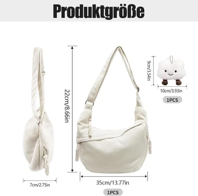 Schoudertas voor dames, crossbody bag voor dames, groot met verstelbare schouderriem, stijlvolle damesschoudertas, maantas, effen koord voor werk, school, reizen, winkelen