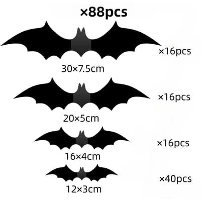 Chauves-souris décoration murale 88 pièces Halloween décoration chauves-souris réaliste PVC 3D noir effrayant chauve-souris Stickers muraux pour noir