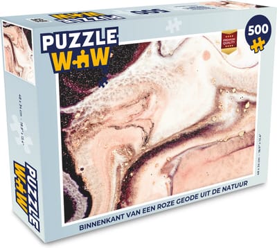 Puzzel Steen - Marmer print - Edelsteen - Abstract - Natuur - Roze - Legpuzzel - Puzzel 500 stukjes