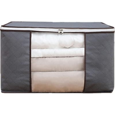 4 Pièces Sac de Rangement pour Couette Gris Organisateur Grande Capacité Respirant Sac d'Emballage pour Vêtements pour Déménagement gray
