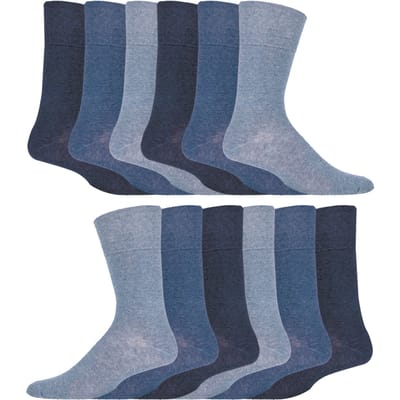 IOMI - 12 paar Gentle Grip Top Diabetische Sokken - Blauw