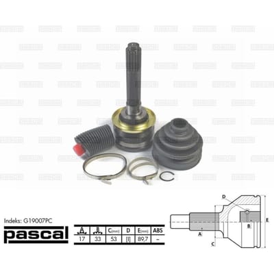 Homokineet reparatie set, aandrijfas PASCAL G19007PC