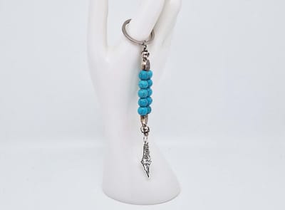 Handgemaakte Natuurstenen Sleutelhanger "Turkoois"- Met metaal hanger - "Palestina" - 8 mm diameter van de korrel- Mooie accessoire en decoratie voor de auto-Vaderdag Cadeau -Moderdag Cadeau - Cadeau vrienden