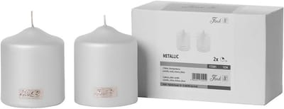 Set van 2 Witte Stompkaarsen Ø8x10 cm - Paraffine - 40 Uur Brandtijd - Geschikt voor Adventskrans