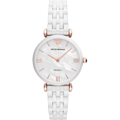 Emporio Armani AR1486 Keramisch Dameshorloge 32mm wit