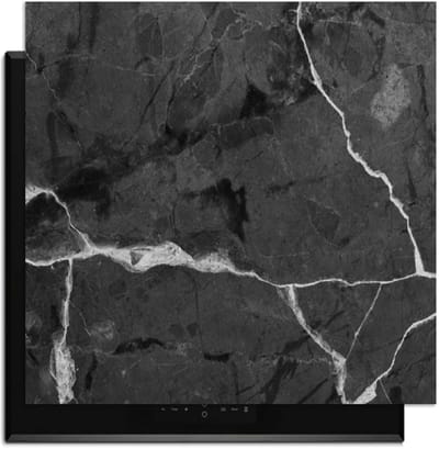 KitchenArt - Black Marble – Inductie Beschermer - 59x52 cm - Kookplaat Beschermer - Luxe Afdekplaat Inductieplaat - Anti-slip & Oprolbaar - Beschermmat Inductiekookplaat