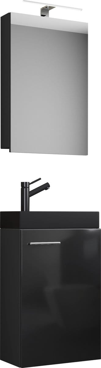 3-delige badkamermeubelset gastentoilet gastentoilet wastafel klein smal Slito SC-BL