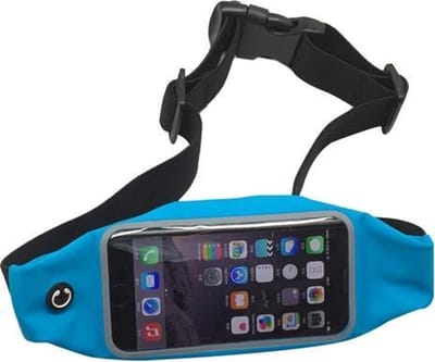 Finnacle - Sport Heupband - Sportband - Hardloop riem met mobiele telefoons houder - Heuptas - Hardloopband in stijlvol Blauw 2 stuks