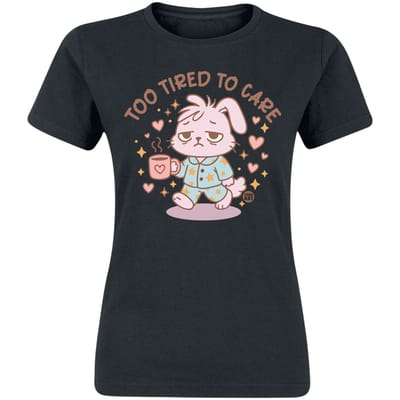 Todd Goldman - Fun T-shirt - Too Tired To Care - S tot XXL - voor Vrouwen - zwart