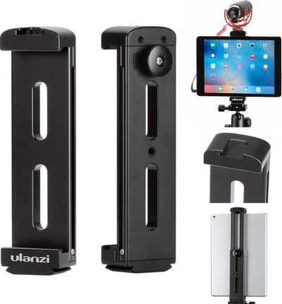 Ulanzi U-Pad Pro Tablethouder metaal met Cold Shoe Mount - Universeel tot 25,4cm breed - Tablet houder voor statief - 1/4inch schroefaansluiting - Zwart