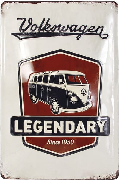 BRISA VW Collection - Volkswagen met VW T1 Bulli Bus retro-vintage-motief, VW-verzamelobject, cadeau-idee, vintage decoratie (20x30 cm)