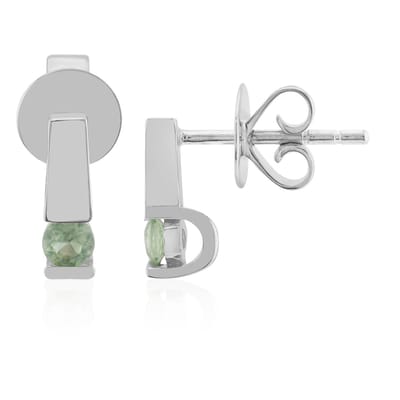 Cavill - Zilveren Oorbellen 925 Sterling met Palladium - Groene Tuléar Saffier Rond 0,255 ct - Minimalistische Elegante Studs voor Dames