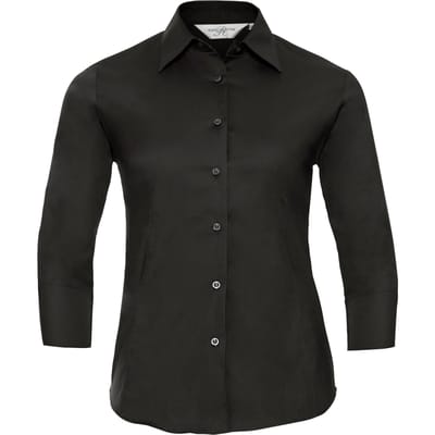 Russell Collectie Dames/Dames 3/4 Mouw Easy Care Gevoelig overhemd (Zwart)