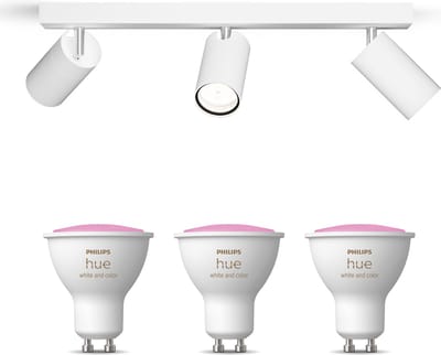 Philips Hue Idris Opbouwspot voor Badkamer (Wit) - Badkamerlamp - Wit en Gekleurd Licht - Plafondspot met 3 Lichtpunten - GU10 - Hue White and Color Ambiance