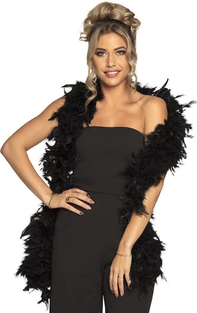 Boland - Verenboa 80 g zwart Zwart - Volwassenen - Unisex - Showgirl - Glitter and Glamour