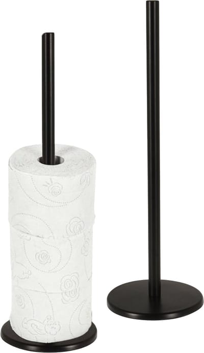 Bellatio design Reserverolhouder - 2x - zwart - 5 rollen - metaal - 45 cm - wc rolhouder - toiletrolhouder