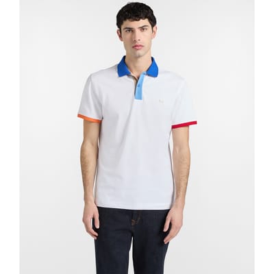 polo met hals en contrasterende randen man wit