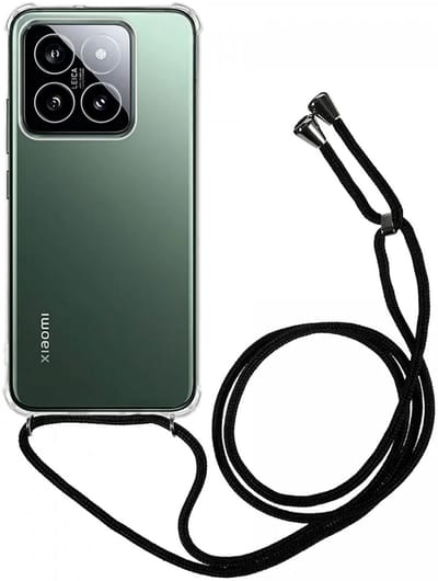 Schokbestendig Transparant Hoesje met Koord Geschikt voor Xiaomi 14T Pro | Shockproof Back Cover met Ketting | Flexibel TPU | Doorzichtig