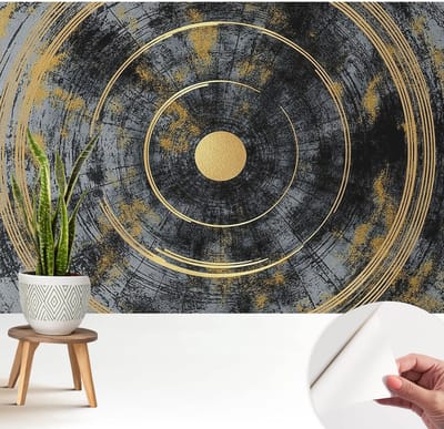 Wallfluent Zelfklevend Behang - Kosmische dynamiek Stickerbehang op rol - 208x146 cm - Zwart Zelfklevend Behang - Peel-and-stick techniek - Voor de woonkamer, voor het kantoor, voor de hal Zelfklevend Behang