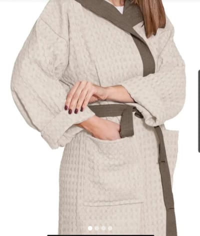 Re Sole Big waffle badjas met capuchon beige XXL