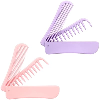 Dailygoods - 2-delige opvouwbare kammen voor vrouwen, draagbare reiskam van kunststof, 2-in-1, kleine compacte kam met fijne en brede tanden, voor alle haartypes