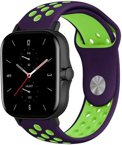 Strap-it Sport siliconen bandje - geschikt voor Xiaomi Amazfit Bip / Bip S / Bip Lite / Bip U Pro / Bip 3 / GTS 1-2-3-4 - MIni / Amazfit GTR 42mm - paars/groen