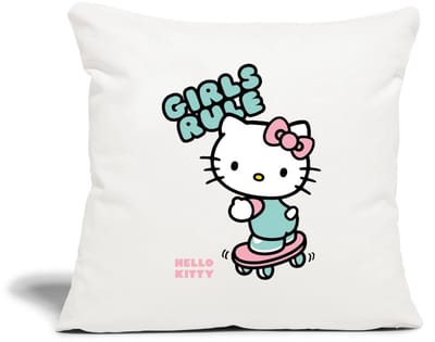 Hello Kitty Op Een Skateboard Met Girls Rules Sierkussenhoes, 45 x 45 cm