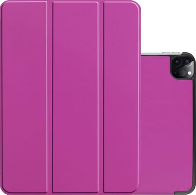 Hoes - Geschikt voor Apple iPad Pro (2021) - 11 inch - 3e generatie - Dun & Stevig - Trifold Bookcase - Hard Cover Case - Met Uitsparing Geschikt voor Apple Pencil - Hardcover Book - Tablet Hoesje - Paars
