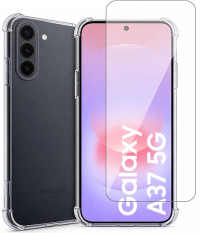 Hoesje geschikt voor Samsung Galaxy A37 – CrystalClear Back Cover – Schokbestendig – Met Screenprotector Glas
