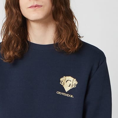 Harry Potter Gryffindor Unisex Embroidered Sweatshirt - Navy - S