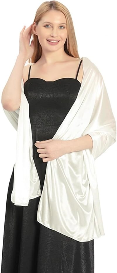 Elegante zijden sjaals en wraps voor avondjurken, lichtgewicht en veelzijdig, ideaal voor bruiloften en feesten, 200×70 cm, off-white