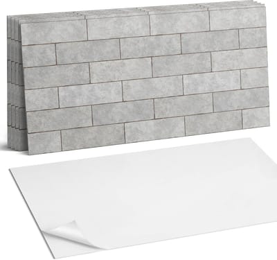 Coloray Plaktegels - 3D-baksteenpatroon Wandtegel Zelfklevend - 60 cm x 30 cm - Grijs Plaktegels - 6 stuks - Rechthoek PVC Tegels - Plaktegels Keuken - Zelfklevende Vloertegels Badkamer - Vinyltegels Vloer Zelfklevend - Zelfklevende Wandtegels