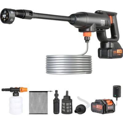 VEVOR Accu-Hogedrukreiniger, Draadloze Waterdrukreiniger, Spuitpistool, Hogedrukreinigerpistool (220w 21v, 40bar, voor Mobiele Reiniging en Irrigatie, 4l/Min, Inclusief Accessoires, Oplader)