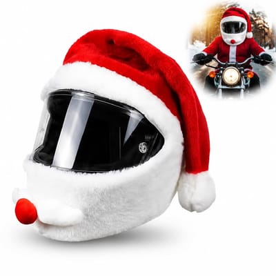 Dailygoods- Motorhelm-afdekking Kerstman - Universele Helmhoes - Motorhelm-accessoire - Grappige Beschermhoes - Verhoogt Zichtbaarheid - Vrolijk Kerstfeest