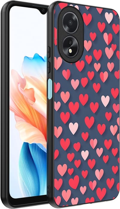 Smartphonica Telefoonhoesje Geschikt voor Oppo A18 met Roze en Rode Hartjes Opdruk - TPU Backcover Case With Rosé and Red Heart Design geschikt voor Oppo A18