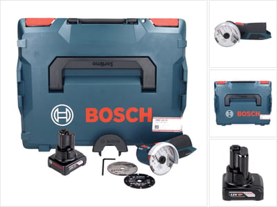 Bosch GWS 12V-76 Professional accu-haakse slijper 12 V 76 mm borstelloos + 1x accu 6,0 Ah + L-Boxx - zonder oplader