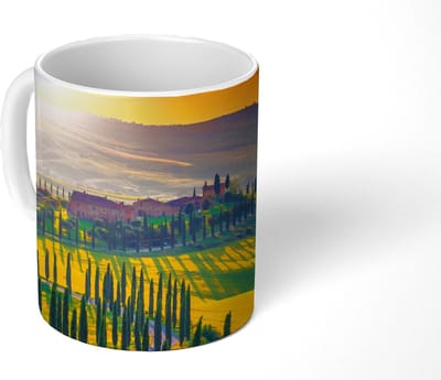 Mok - Koffiemok - Gras - Zon - Heuvel - Landschap - Mokken - 350 ML - Beker - Koffiemokken - Theemok