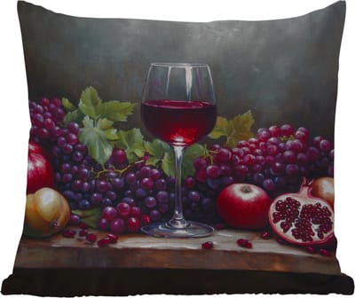 Tuinkussen - Wijn - Fruit - Stilleven - 40x40 cm - Weerbestendig