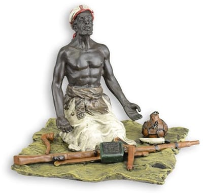 Afrikaanse Handelaar - Bronzen Beeld - Kunst Sculptuur - Brons Afrika Man - Decoratie - 15x15x10