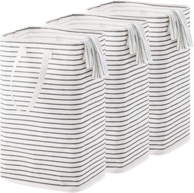 Grote wasmand opvouwbaar met handgrepen - Waterdichte waszak voor slaapkamer, badkamer en kinderkamer (3 stuks)